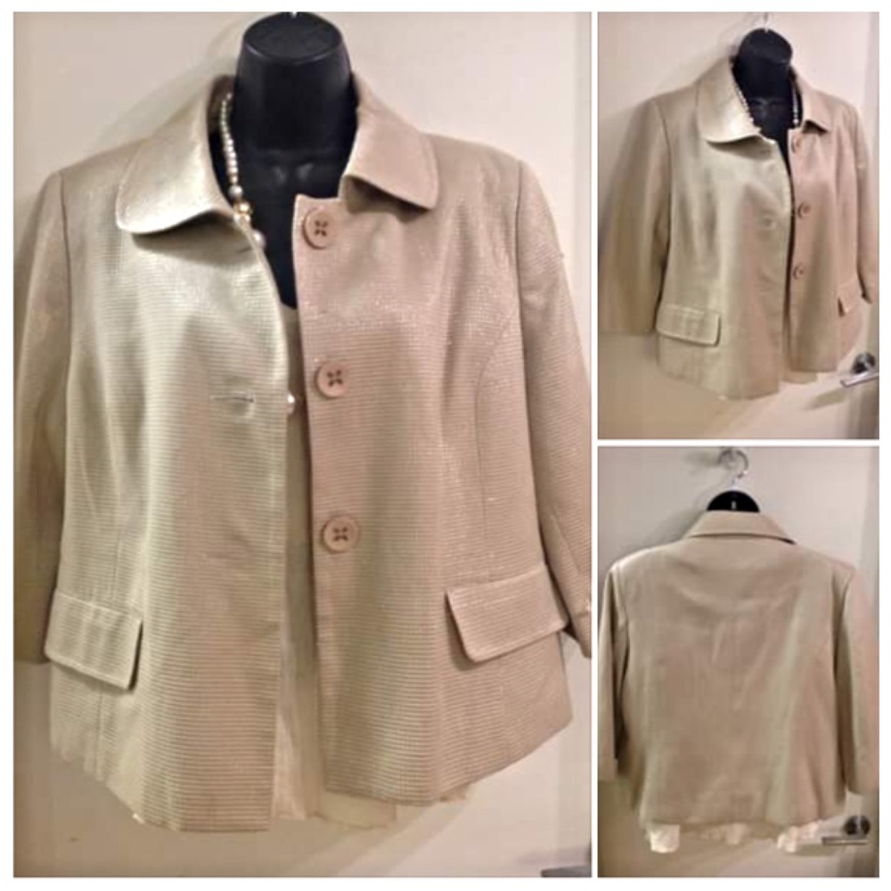 2/$40 JESSICA 16P Golden Ivory-tan colour formal dress jkt/blazer
